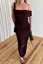 Brown Knitted Strap Detailed Draped Dress - 8546 - 2