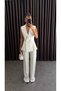 Double-Breasted Collar with Pleated Detail Two-Piece Suit - 5