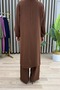 Si̇mge Takim Women's Brown Aerobin Fabric 2-Piece Pants Tunic Set - 4