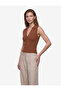 Buttoned Polo V-Neck Sleeveless Viscose Knitwear Blouse - 2