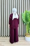 Roza Takim Crystal Fabric Burgundy Women's Oversize Cut Pants Hijab Bottom Top 2-Piece Set - 3
