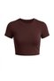 Brown Lycra Stretchy Leo Crop T-Shirt