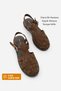 Women's Genuine Leather Ankle Strap Buckle Closed Front Striped Casual Sandals Vesola Brown Suede