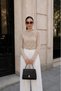 Women's Blouse with Gold Buckle Detail, Gathered, Long Sleeves, Sandy Fabric, Lycra, Elegant Blouse - 2