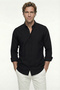 Long Sleeve Regular Fit Buttoned Collar Sporty Cotton Breathable Linen Look Shirt - 2