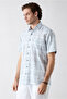 Short Sleeve Regular Fit Pocketed Linen Blend Plaid Sport Shirt - 2