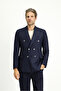 7 Drop Slim Fit Patterned Double-Breasted Jacket