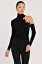 Women's Black One Shoulder Open Ribbed Knit Fisherman Blouse - 7
