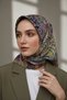 100% twill silk ethnic patterned khaki colored 90x90 sewing method: hand stitched scarf - 2