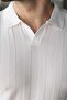 White Slim Fit Polo Collar Knitwear Men's T-Shirt E7491 - 3