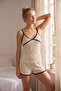 Women's Yellow Heart Patterned Lace Detailed Viscose Strap Mini Shorts Pajama Set - 5