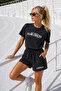 Women's Cotton Sporty&Rich Marathon Short Sleeve Oversize T-Shirt and Shorts Bottom Top Set Two-Piece Set - 5