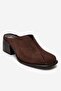 Ardent Brown Suede Genuine Leather Closed-Front Women's Thick Heeled Slippers - 3