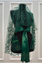 Emerald Green Bridal Veil Set, Glass Beads and Sequin Printed Henna Night Veil Set 6 Pieces