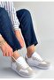 Lunga White Leather Lace-Up Sports Shoes