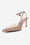 THALIA Beige Patent Leather Pointed-Toe Charm Women's Stiletto Heels - 6