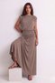 Women's Boat Neck Shoulder and Asymmetric Waist Draped Maxi Dress - 5