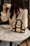 Brown Women's Mini Hand & Shoulder Bag – Canvas Textured, Stylish Lock Detail, Daily & Special Use - 2