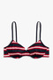 Uw Demi Women's Navy Blue Red Striped Bikini Top - 3