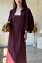 Burgundy Suit with Draped Chest Detail Shirt Dress - 7