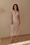 Midi V-Neck Satin Dress - 4