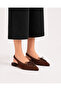 Women's Suede Lace-Up Slingback Ballerina Pointed Toe Open Back Casual Shoes - 2