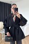 Women's Windbreaker Detailed Belted Short Black Trench Coat