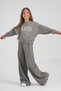Girl's Gray Wide-Leg Sweatpants Set - Sweatshirt and Comfortable Fit Bottoms - 4