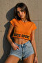 Women's Cotton Sport Printed Oversize Short Sleeve Crop T-Shirt