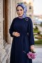 Buckle Detailed Tied Ayrobin Dress Navy Blue Hm2907 - 2