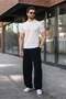 White Perforated Polo Collar Men's Knitwear T-Shirt E7495 - 2