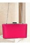 Fuchsia Color Silver Detail Satin Evening Dress Bag Evening Bag Engagement Wedding Bag Handbag - 5