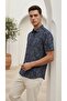 Short Sleeve Buttoned Patterned Tencel Men's Shirt