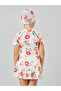 Girls Floral Swimsuit with Cap - 6