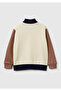 Boy's Cream Mix Logo Printed Zippered Stand Collar Sweatshirt with Pockets - 2
