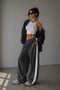 Women's White Striped Baggy Sweatpants Loose-Fit Sweatpants