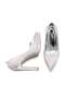 Women's High Heeled Silvery Satin Closed Pointed Toe Platform Shoes 6005 - 5