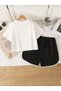 Girl's Cheery Cherry Printed White T-Shirt and Shorts Set - 3