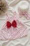 Baby Girl Kids Dress Heart Patterned Bow Detailed Straw Hat Dress (1-5) Age - 4