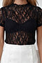 Black Stand Collar Short Sleeve Lace Blouse Alc-X15482 - 3