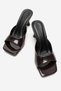 Women's Square-Toe Thin Heeled Brown Patent Leather Faux Leather Slippers |   Stylish & Comfortable Mules Shoes - 5
