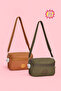 Women's Crossbody Three-Compartment Zippered Crinkle Casual Shoulder Bag Set of 2