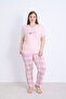 Embroidered Milan Knitted Short Sleeve Oversized Women's Pajama Set - 3