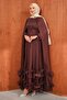Plum Skirt with Ruffles and Cape Evening Dress - 4