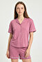 Clara Dreams Women's Pajama Set with Bamboo Buttons and Short Sleeves - 2