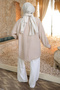 Beige Ethnic Modal Woven Shirt with Scarf - 5