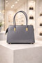 Women's Gray Handbag with Adjustable Strap Daily Shoulder Bag 2-Piece Combination - 5
