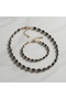Blue Oval Stone Gold Women's Necklace Bracelet Set - 2