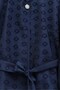 Single Button Embossed Embroidered Tie-Up Voile Crepe Suit - Dark Blue - 4