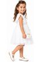 Girl's White Color Dress with Tulle Detail on the Sleeves, Buttoned Front, Scalloped Back, Zipper Closure, Lined, Midi Length, and Bag - 2